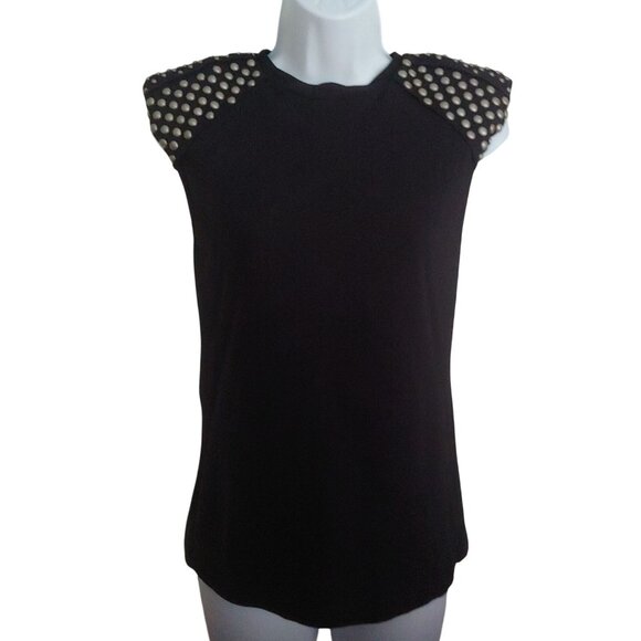 (NUDE) Clothing Italy Black Studded Grunge Rocker Goth Vampy Moody EU 38 Top - Picture 1 of 11